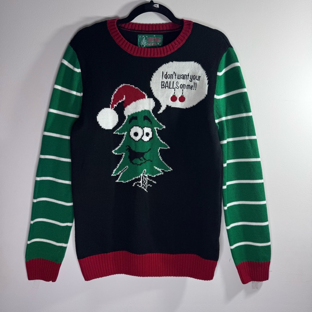 Ugly Christmas Sweater Funny Tree Graphic Holiday Pullover Size M